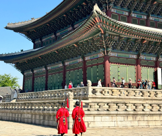 Seoul trip itinerary, Palace with guards dresses in red uniforms